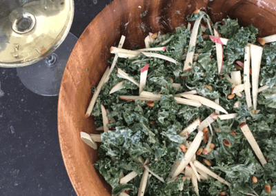 Kale, Apple and Manchego Cheese Salad with Tahini Vinaigrette